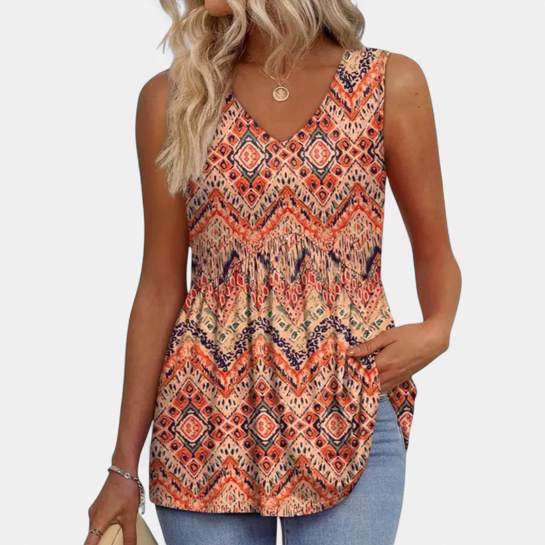 LUELLE | Printed Flowy Sleeveless Tank Top