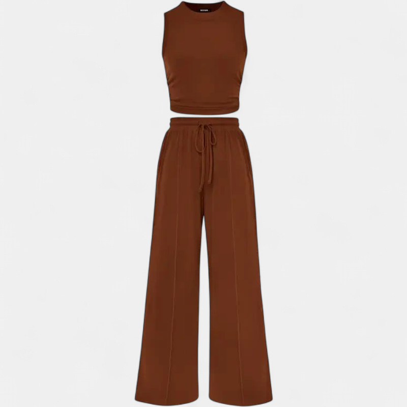 YUMI | Wide Leg Pants & Cropped Top Lounge Set