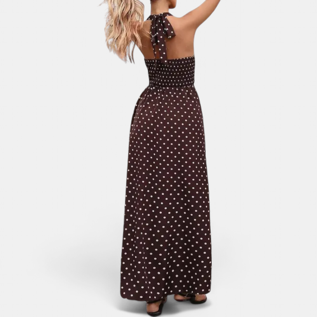 VIVA | Sexy Polka Dot Halter Maxi Dress