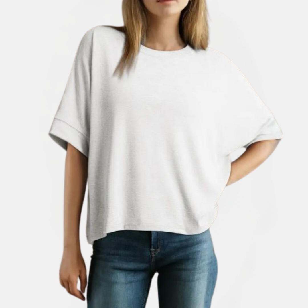 Women's Oversized t shirt Dropped Shoulder Rolled Cuff Boxy Tee