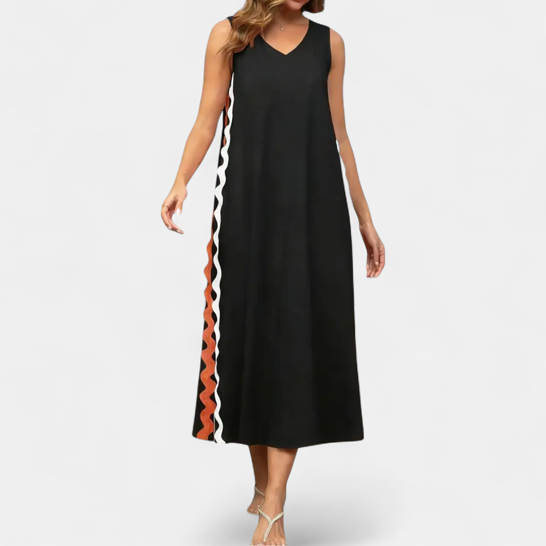 SELENE | Lace Trim Sleeveless Midi Dress