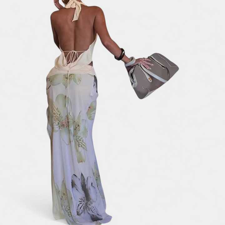 ZARA | Sexy Backless Halter Crop Maxi Set