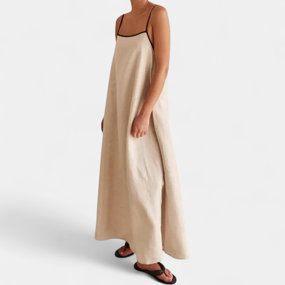SOLÈNE | Contrast Linen Swing Maxi Dress
