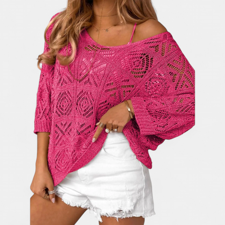 WAVERLY | Crochet Hollow-Out Batwing Sweater