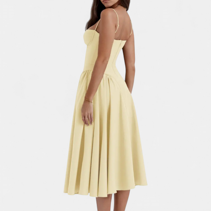 AUDRINA | Backless Adjustable Strap Midi Dress