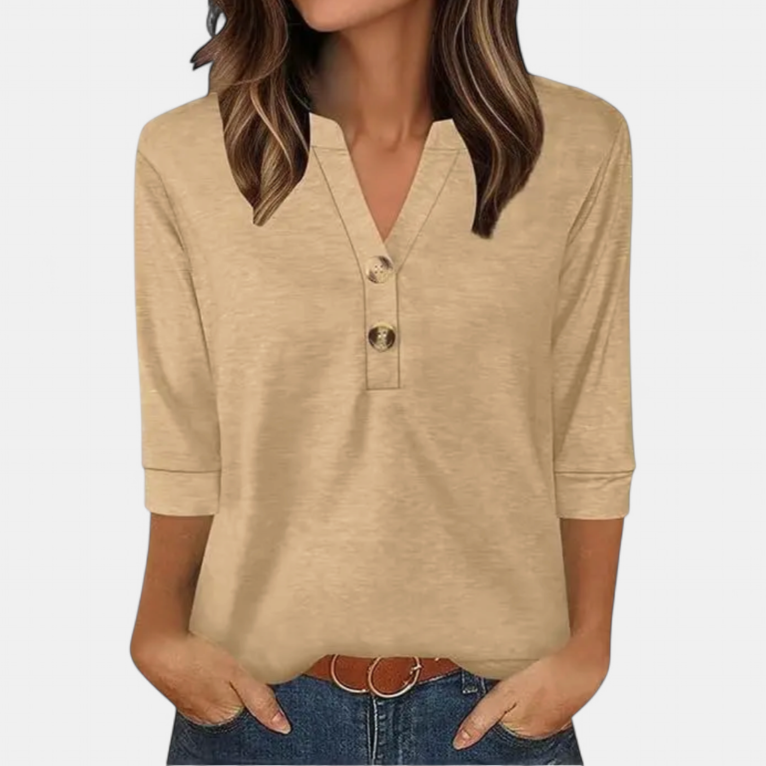 CERYS | Breezy V-Neck Button Blouse