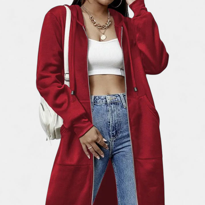 REESE | Cozy Letter-Print Zip-Up Hoodie Cardigan