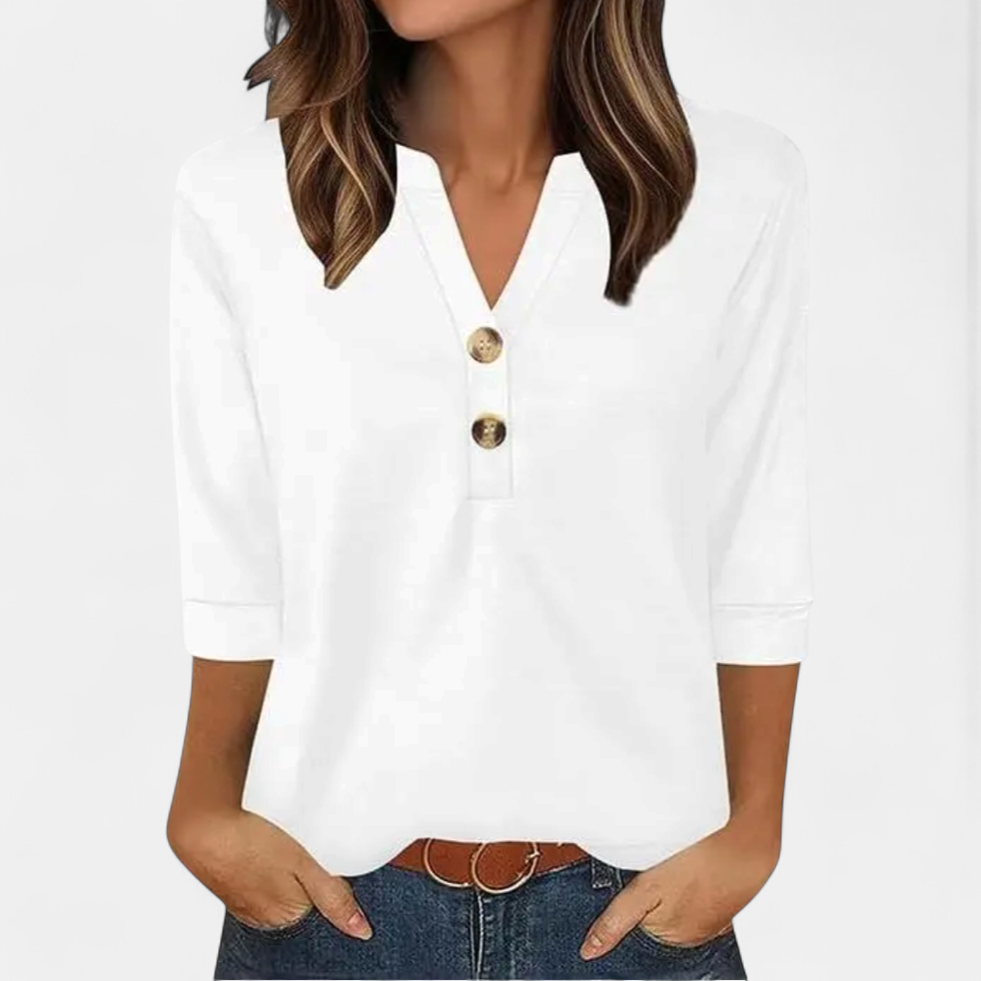 CERYS | Breezy V-Neck Button Blouse