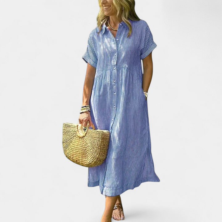 ANDREA | Relaxed Striped Summer Midi Dress