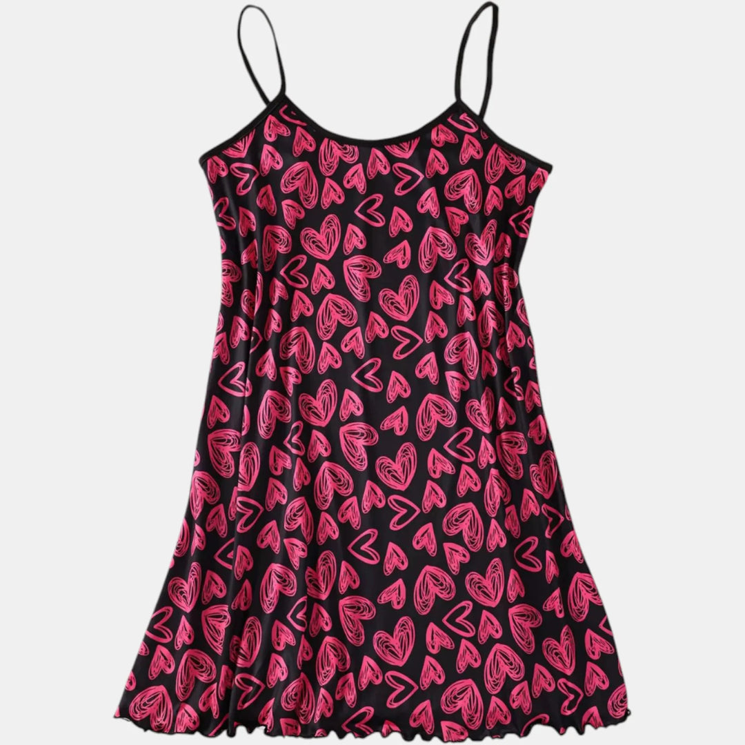Women's Spaghetti Strap Lettuce Hem Midi Nightgown