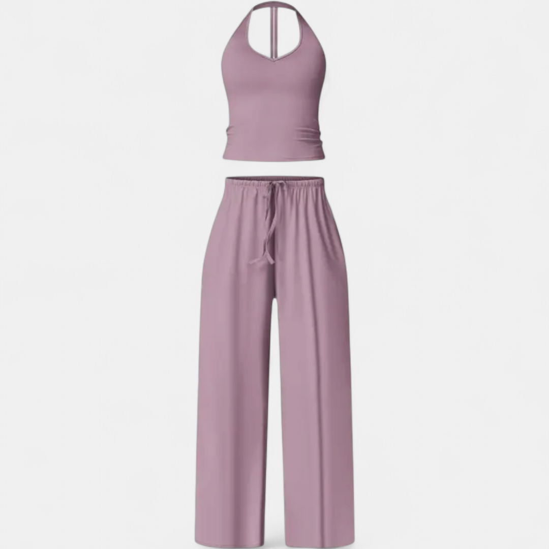 TEAGAN | Flare Leg Padded Sports Bra Fitness Suit 2 Piece High Waisted Pants With Padded Stretch Sports Bra Set