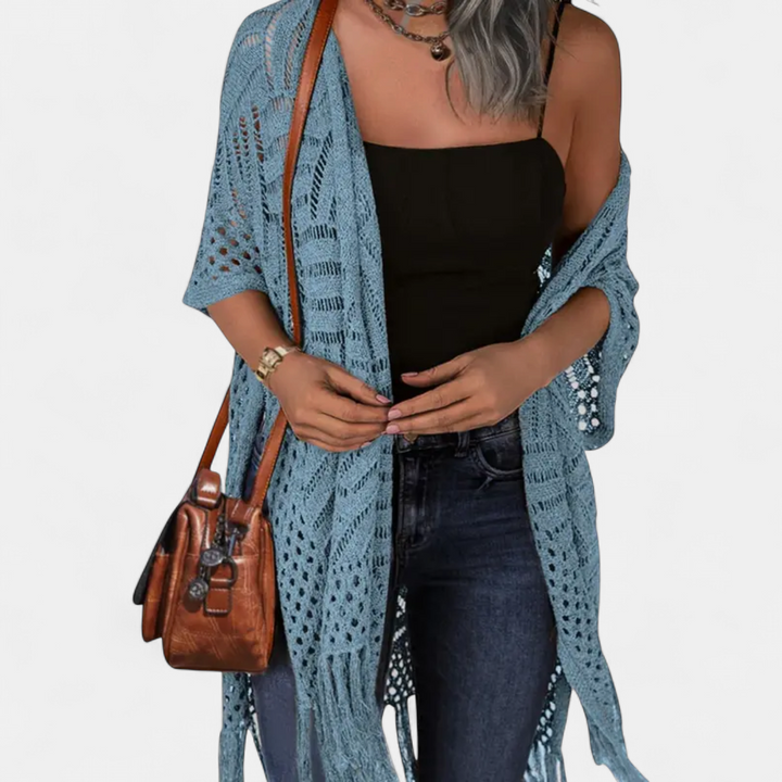 SOLÈNE | Boho Crochet Tassel Kimono Cardigan