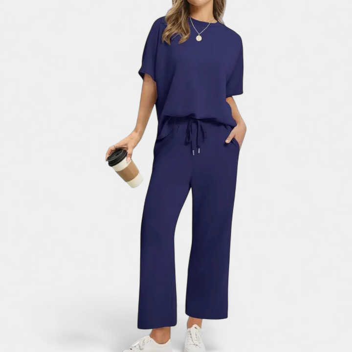 TALIA | Breezy Wide Leg Lounge Two Piece Set