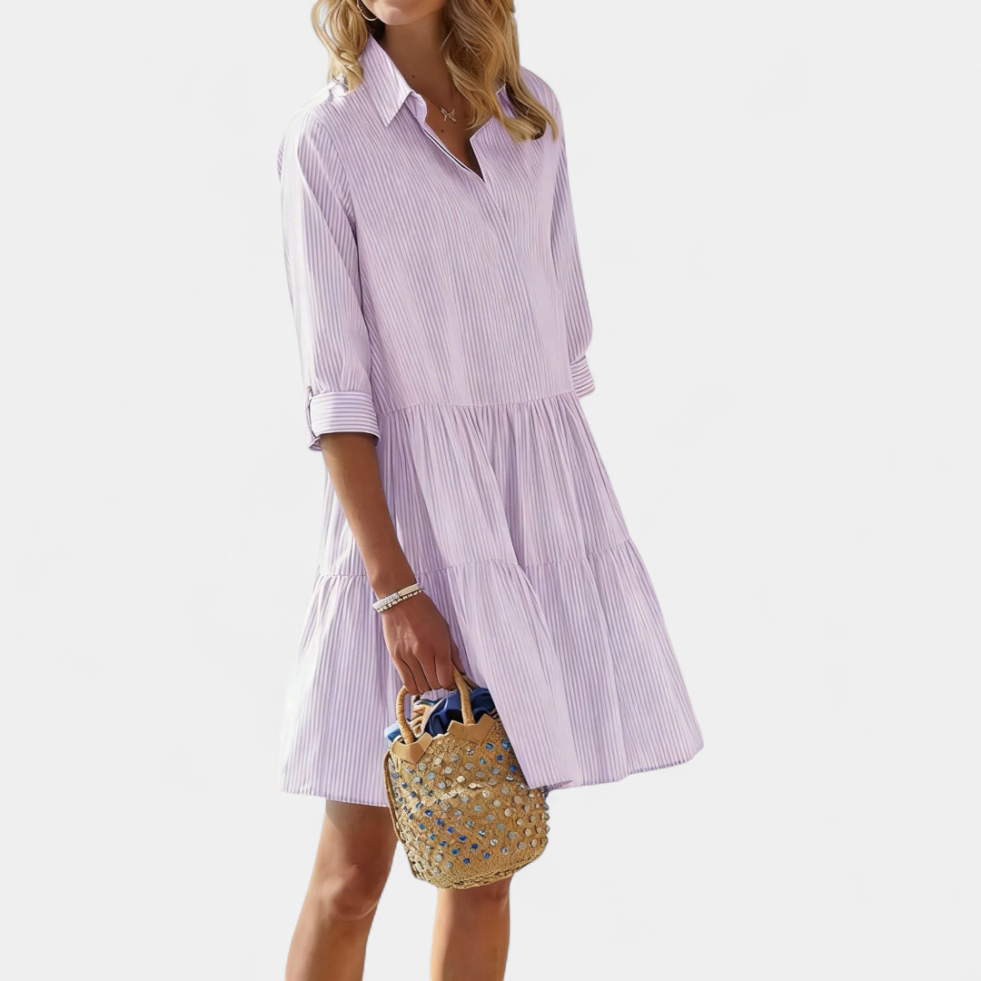 HALCYON | Striped Half-Button Layered Dress
