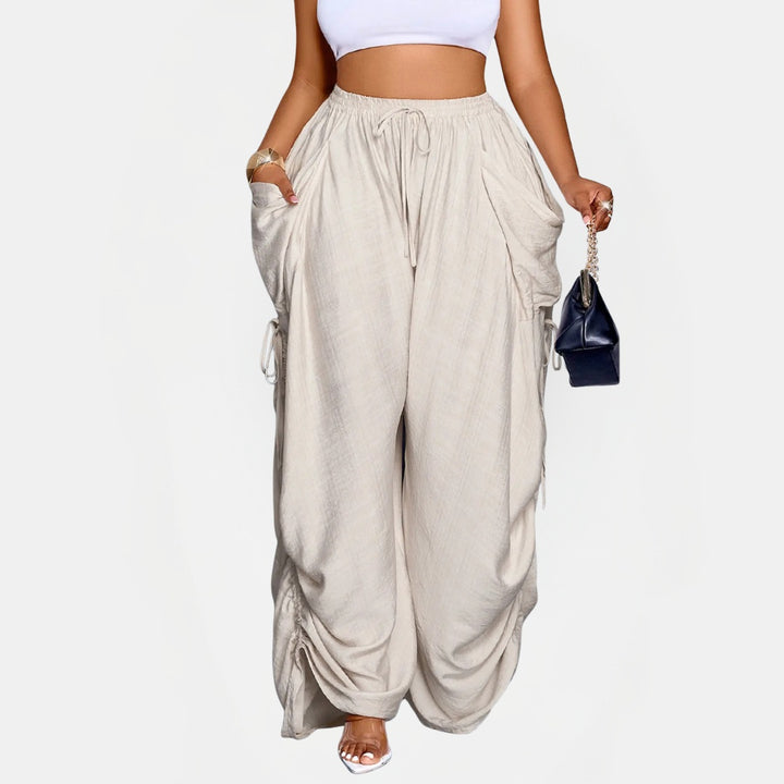 Women's Parachute Pants Wide Leg High Waist Drawstring Harem