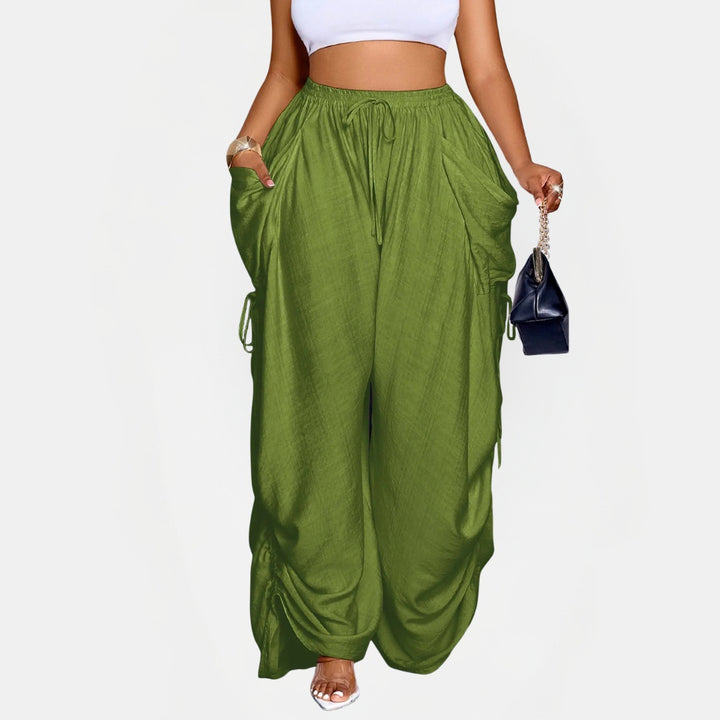 Women's Parachute Pants Wide Leg High Waist Drawstring Harem