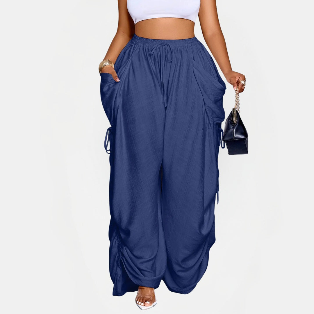 Women's Parachute Pants Wide Leg High Waist Drawstring Harem