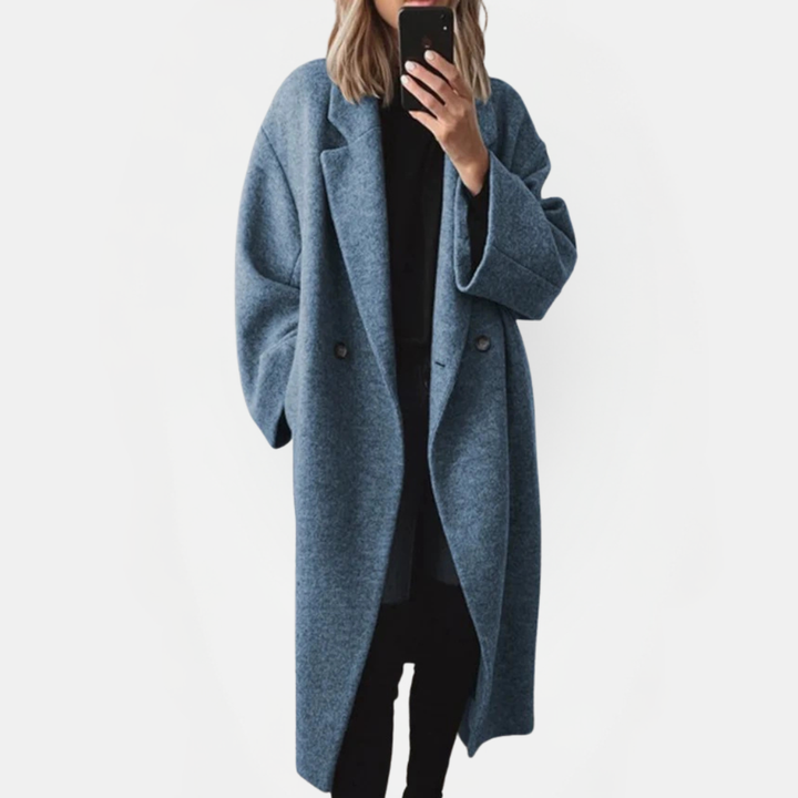 Women's Double Breasted Notched Lapel Winter Coat