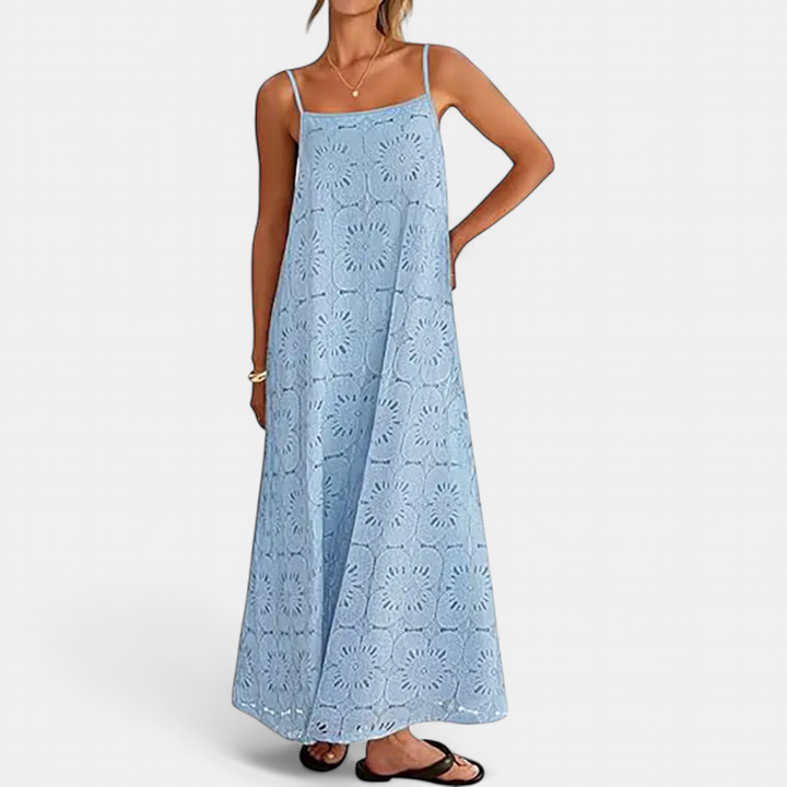 LUNA | Floral Lace Eyelet Boho Maxi Dress