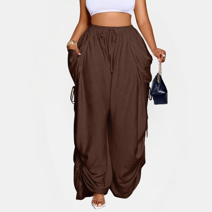 Women's Parachute Pants Wide Leg High Waist Drawstring Harem