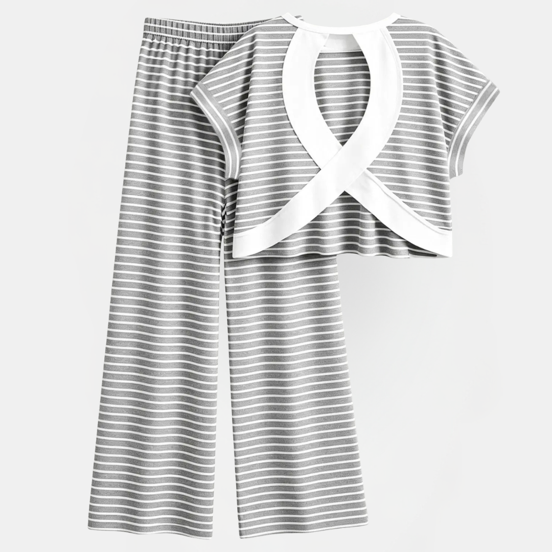 Women's Cross Back Cutout Pajama Sets for Women Wide Leg