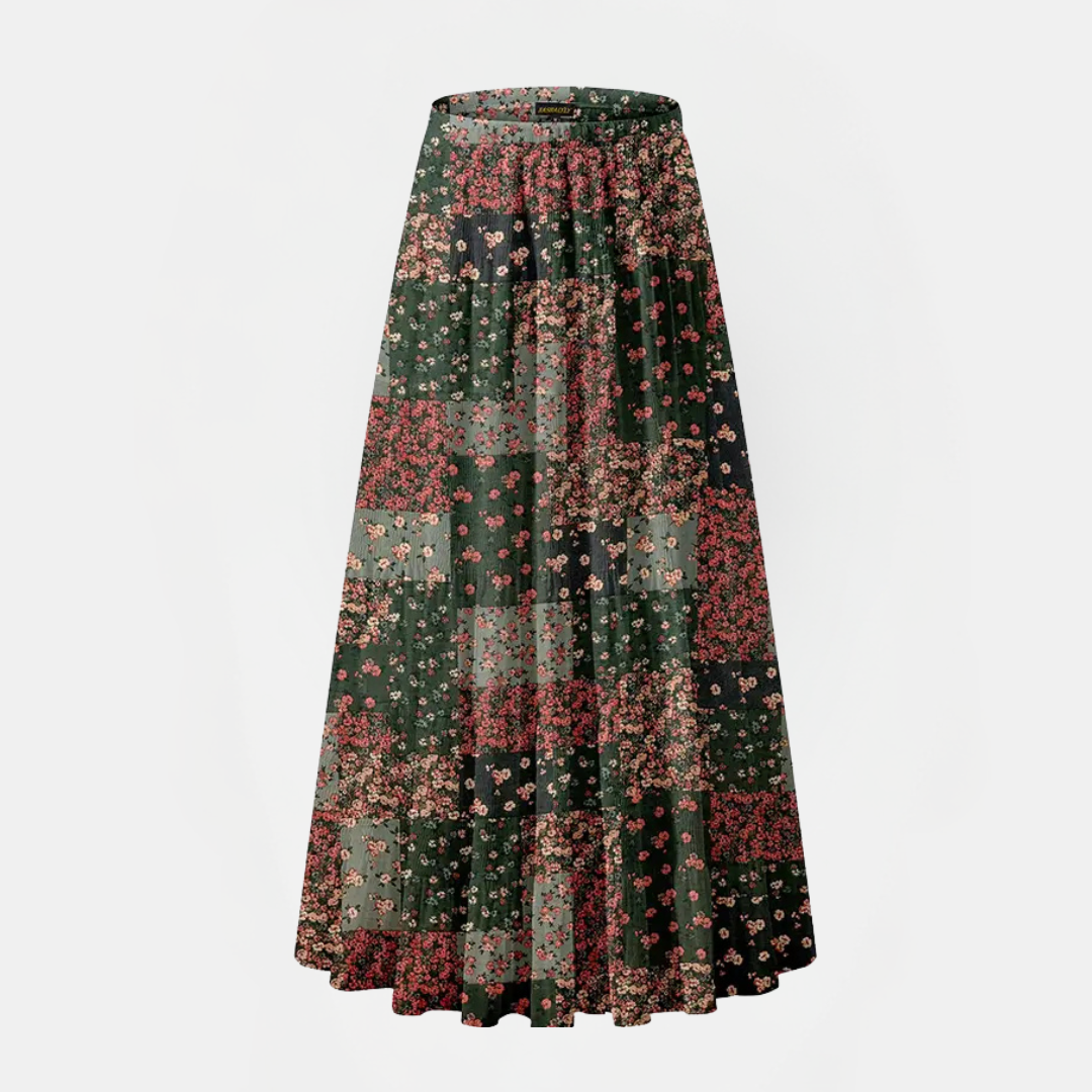 Women's Pleated Chiffon High Waist A Line Flared Maxi Skirt