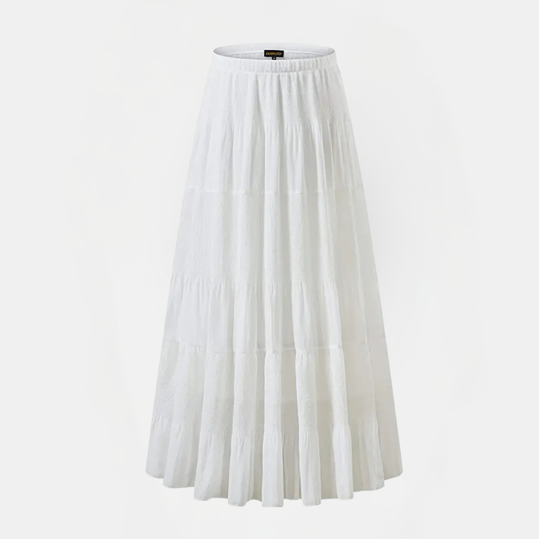 Women's Pleated Chiffon High Waist A Line Flared Maxi Skirt