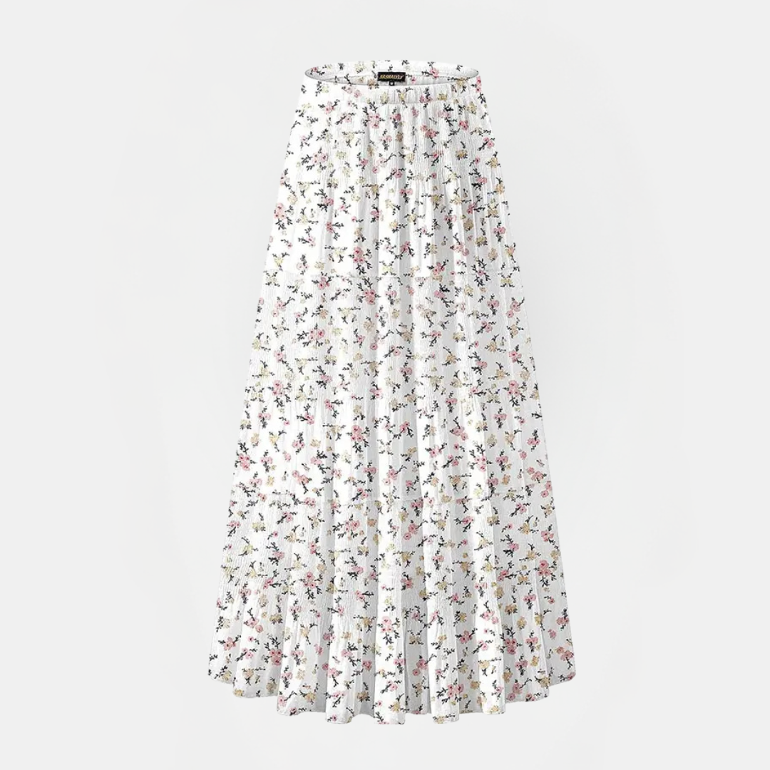 Women's Pleated Chiffon High Waist A Line Flared Maxi Skirt