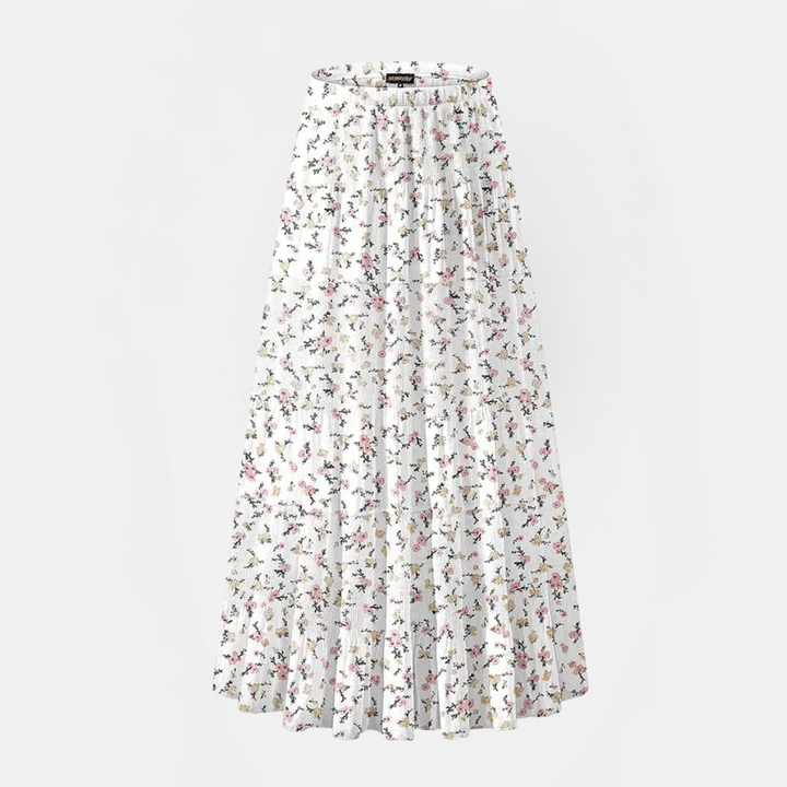 Women's Pleated Chiffon High Waist A Line Flared Maxi Skirt