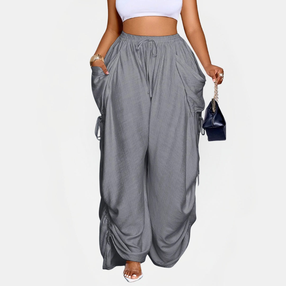 Women's Parachute Pants Wide Leg High Waist Drawstring Harem
