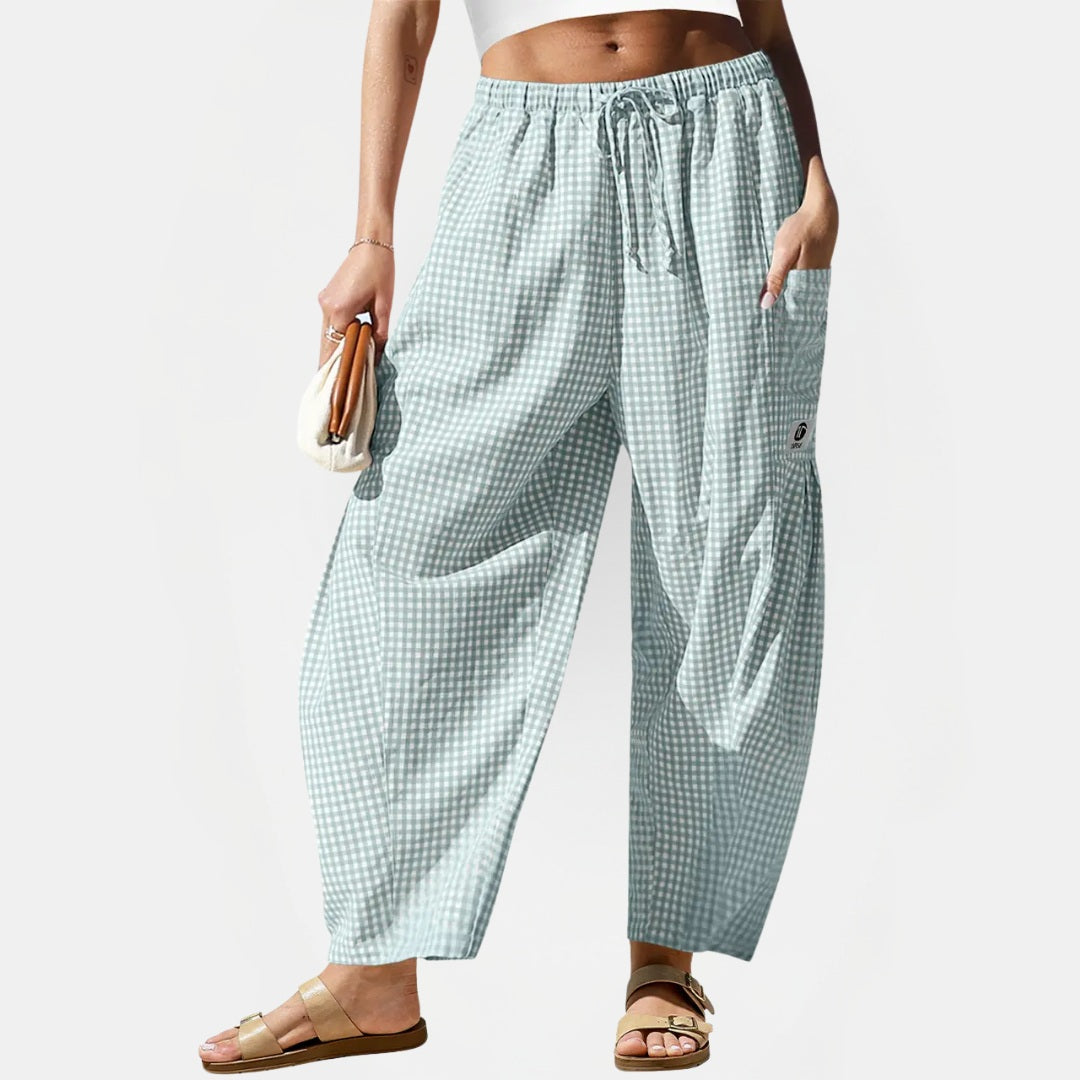 Women's Cargo Patch Pocket Wide Leg Drawstring Pants