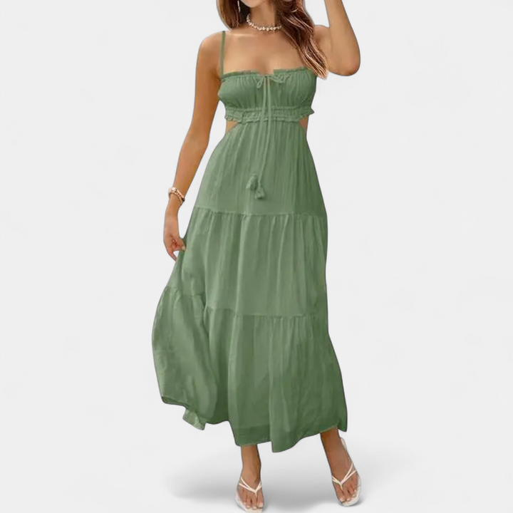 XIOMARA | Sexy Spaghetti Strap Backless Maxi Dress