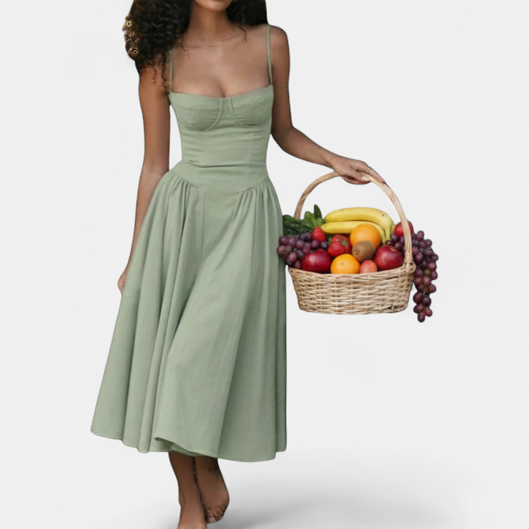 AUDRINA | Backless Adjustable Strap Midi Dress