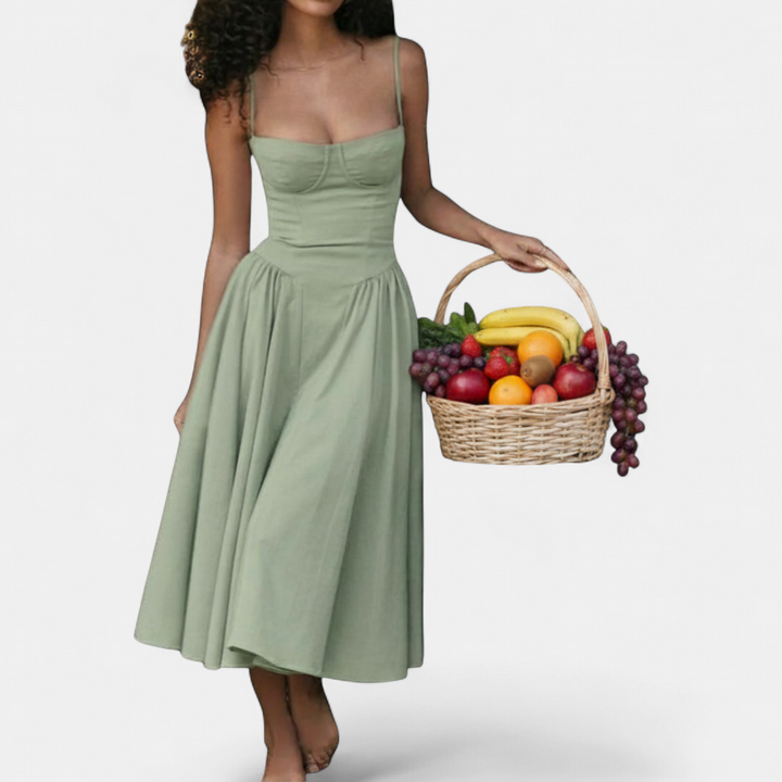 AUDRINA | Backless Adjustable Strap Midi Dress