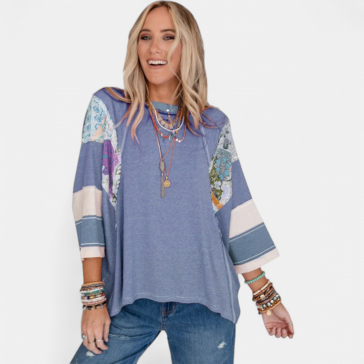 BAILEY | Lightweight Patchwork Batwing Top