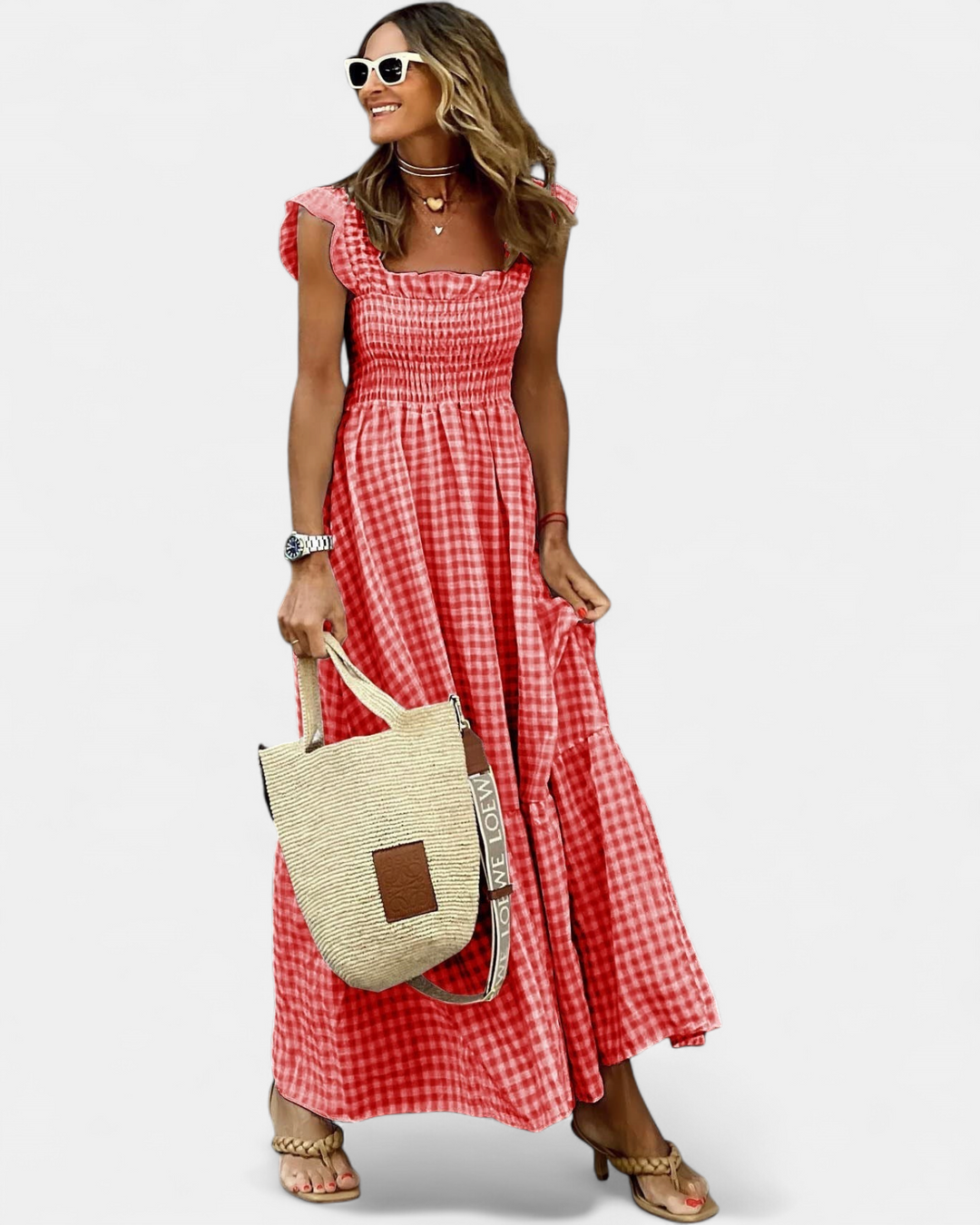 NANCY | Chic Retro Plaid Smocked Dress