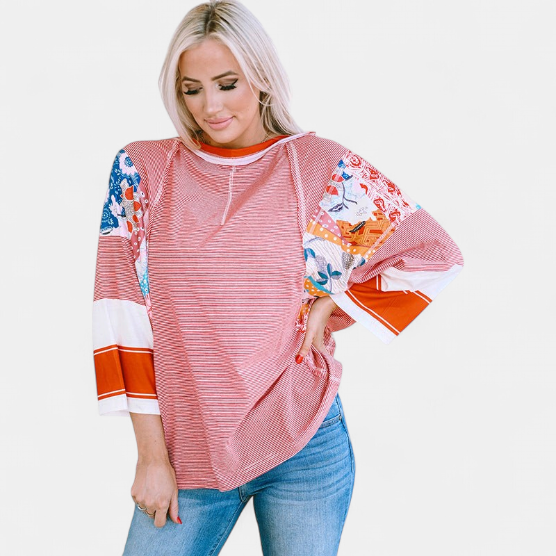 BAILEY | Lightweight Patchwork Batwing Top