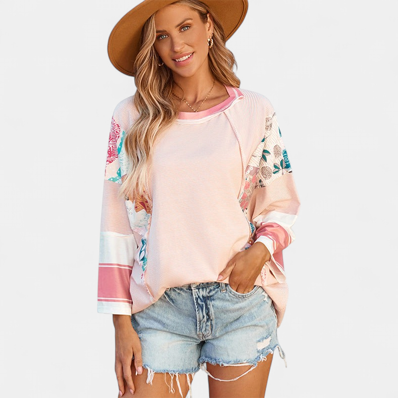 BAILEY | Lightweight Patchwork Batwing Top
