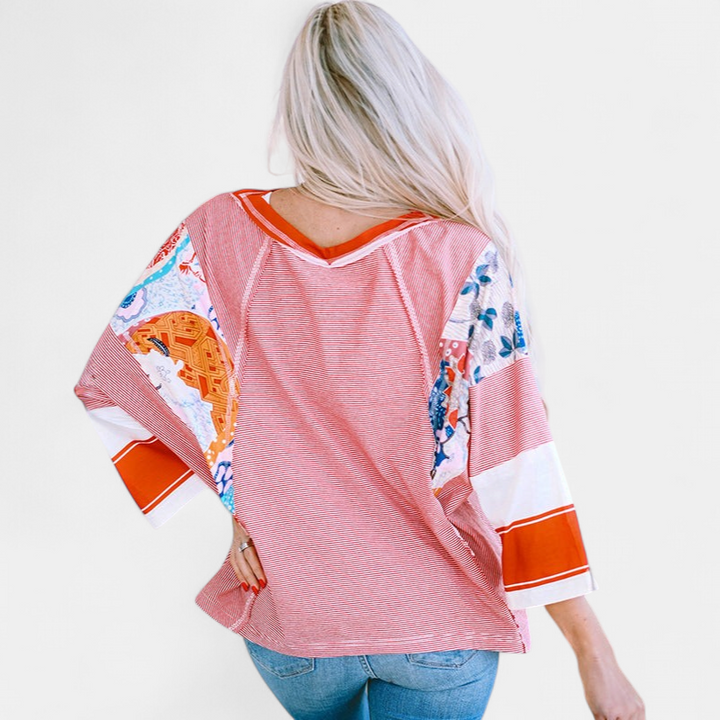 BAILEY | Lightweight Patchwork Batwing Top