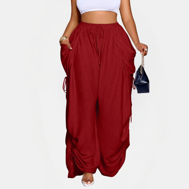 Women's Parachute Pants Wide Leg High Waist Drawstring Harem