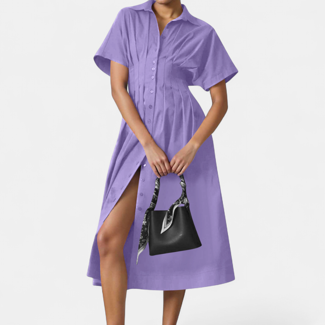 MARLO | Pleated Waist-Cinching Shirt Dress