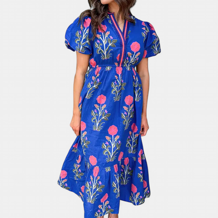 VIOLET | Romantic Floral Puff Sleeve Maxi Dress