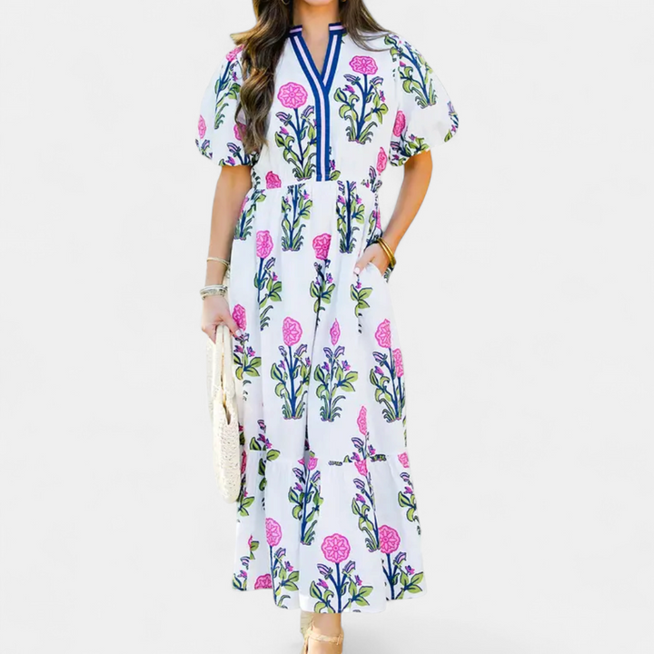 VIOLET | Romantic Floral Puff Sleeve Maxi Dress
