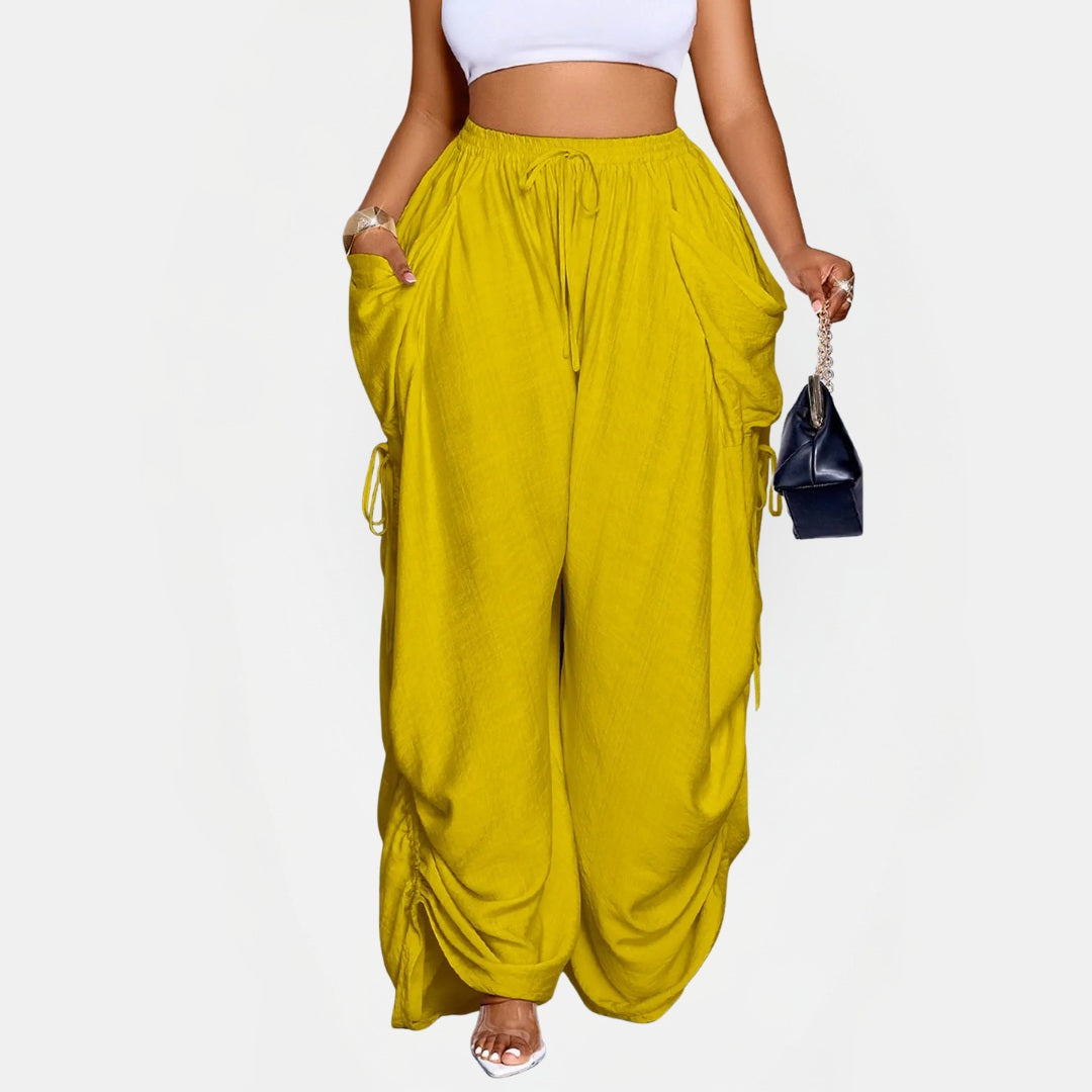 Women's Parachute Pants Wide Leg High Waist Drawstring Harem