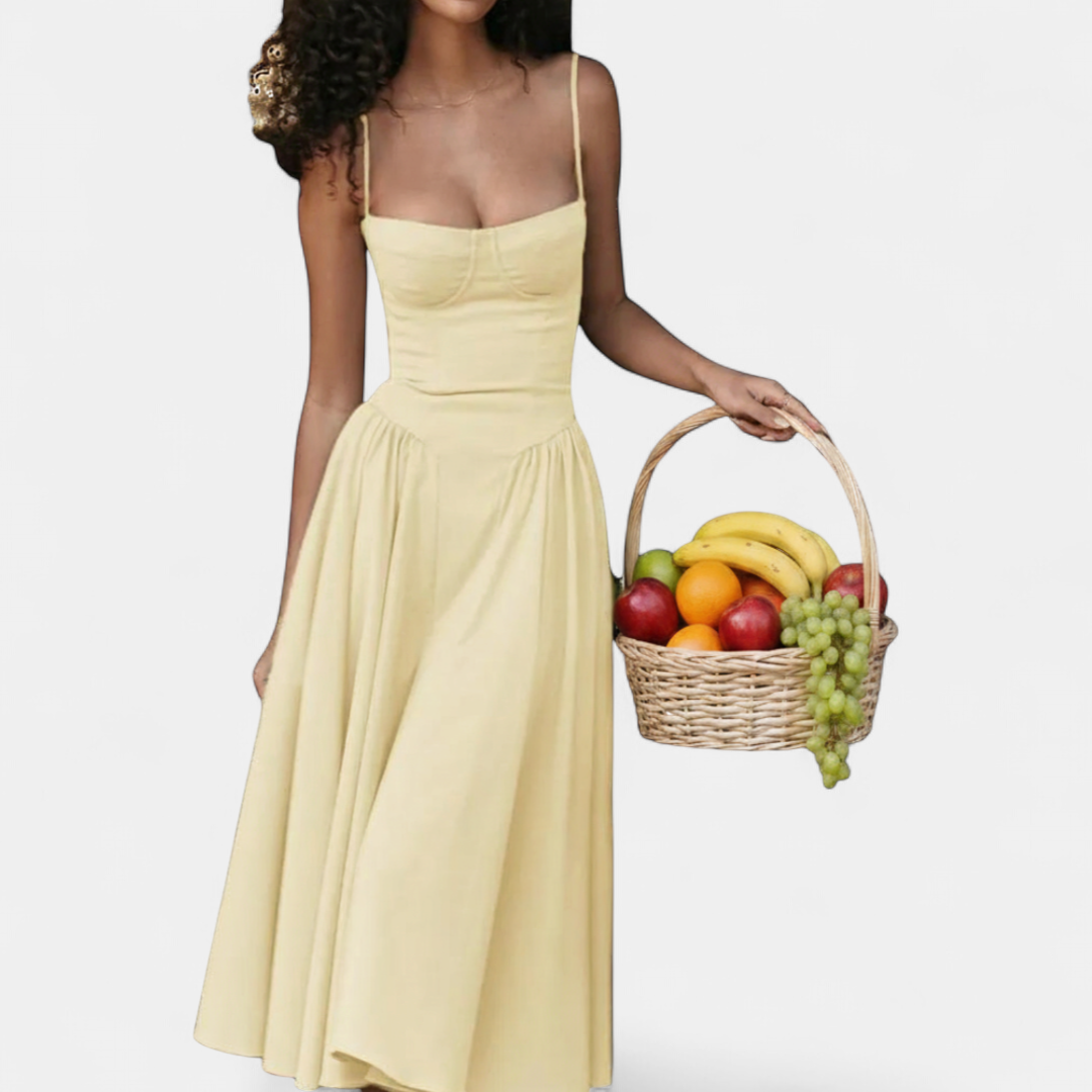 AUDRINA | Backless Adjustable Strap Midi Dress