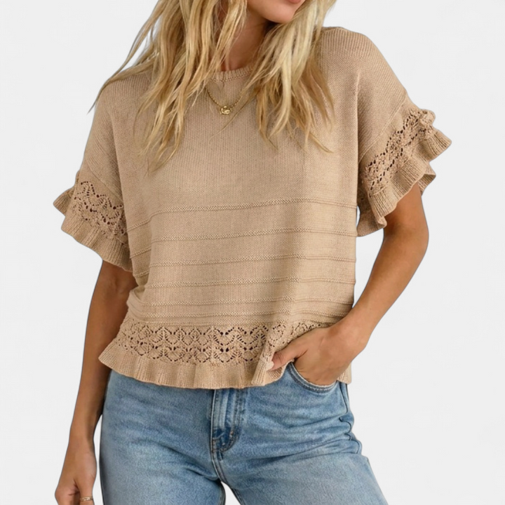 NELLA | Ruffled Hem Knit Pullover Top
