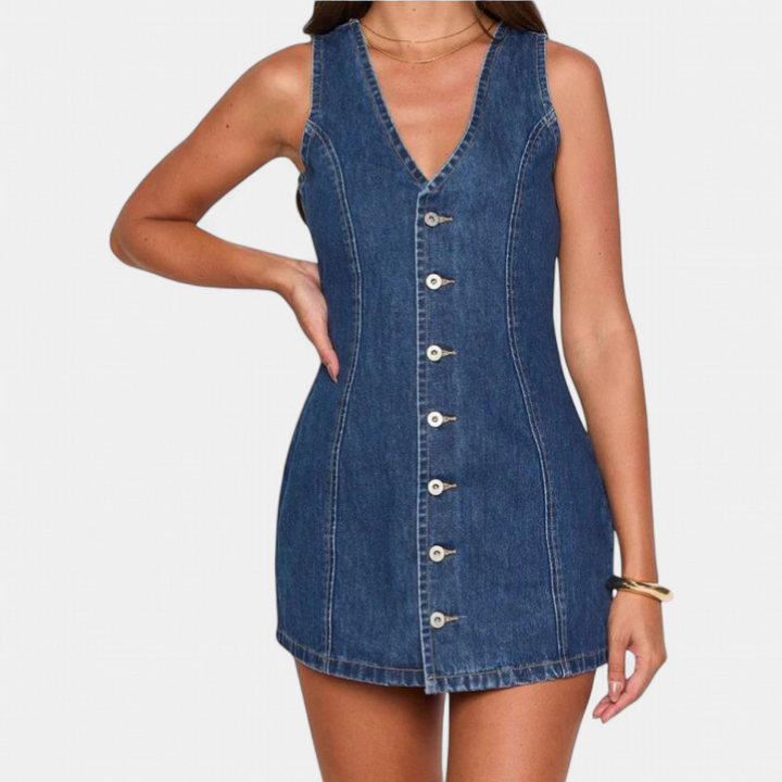 EUNICE | Refined Sleeveless Button Placket Dress