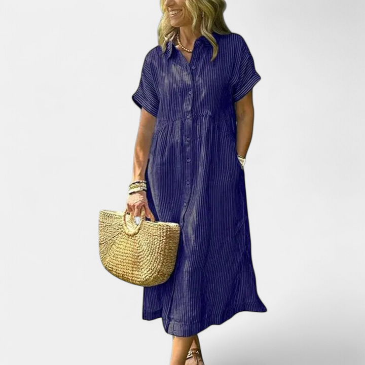 ANDREA | Relaxed Striped Summer Midi Dress
