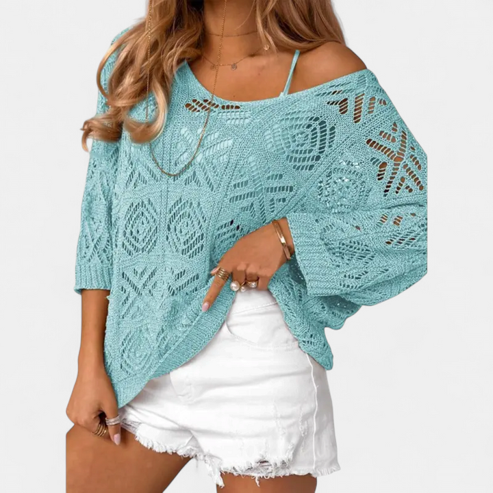 WAVERLY | Crochet Hollow-Out Batwing Sweater