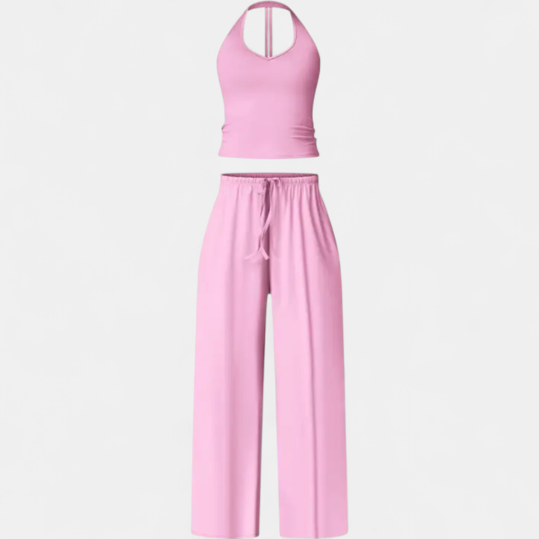 TEAGAN | Flare Leg Padded Sports Bra Fitness Suit 2 Piece High Waisted Pants With Padded Stretch Sports Bra Set
